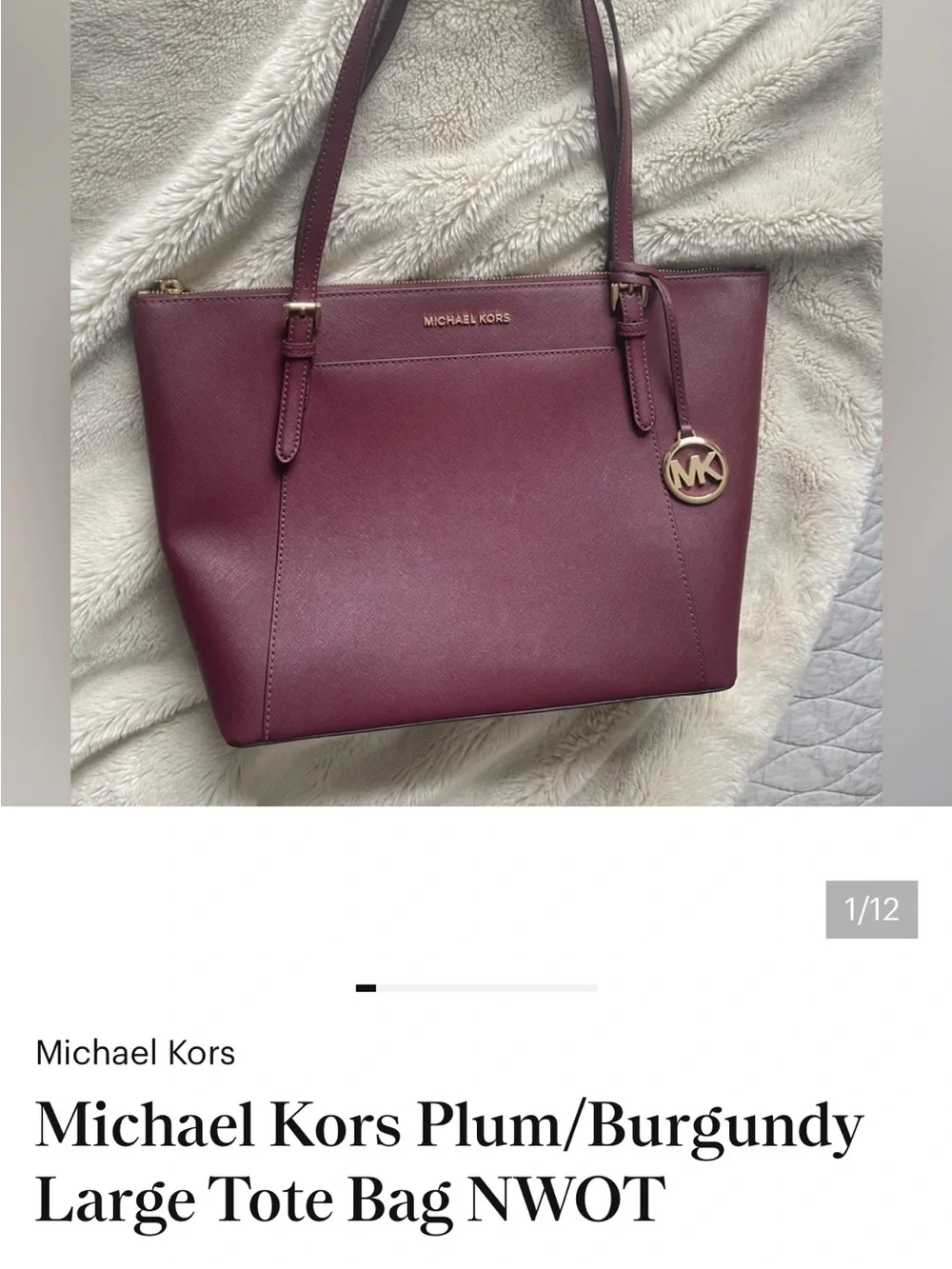Michael Kors Plum/Burgundy Large Tote Bag